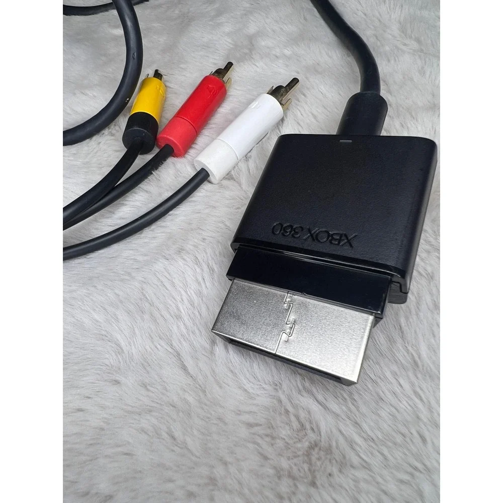 Microsoft Xbox 360 AV Cable RCA Composite Video Audio Connector Black OS